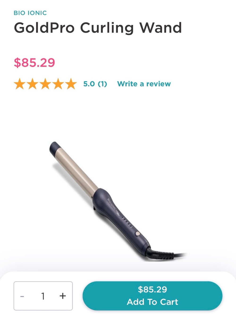 Bio Ionic GoldPro Curling Wand - Gold and Black